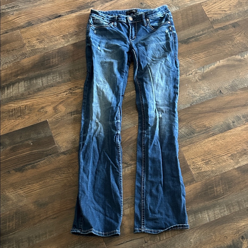 Silver Jeans Dark Distressed Tuesday Slim Boot Jeans